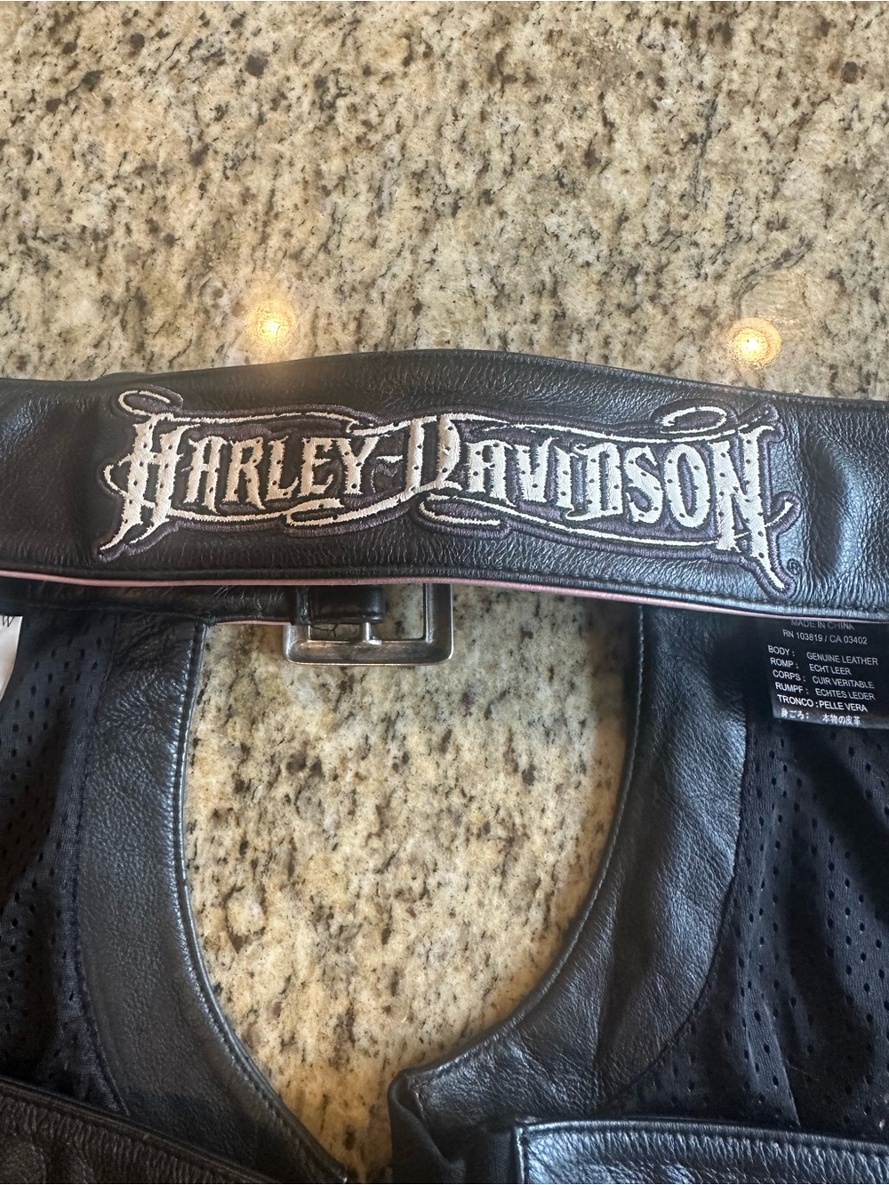Harley Davidson Women's Leather Chaps Black Motorcycle Embroidered Small - Picture 2 of 9